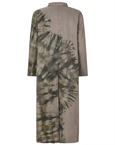 Rabens Saloner - Celine Lava Long Frakke - Grey Green Combo